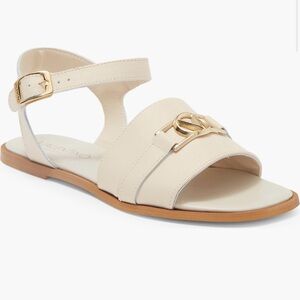 Mario Valentino Beige / Cream Sandals with Gold Buckle